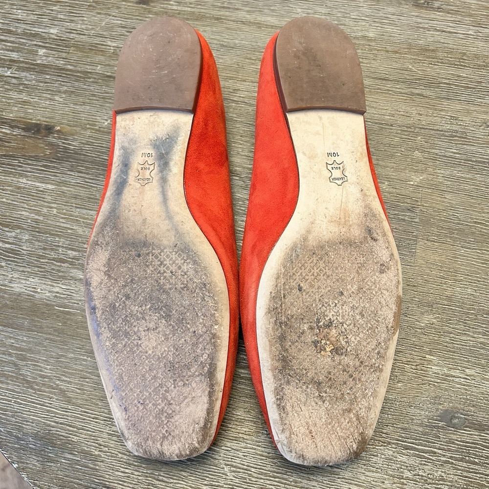 Tory Burch Women Red Suede Square Toe Ballet Flats Shoes Size 10M - Picture 5 of 7
